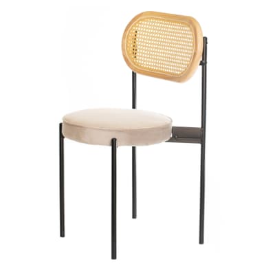 TEMPO chair black with BEIGE seat and RATTAN back