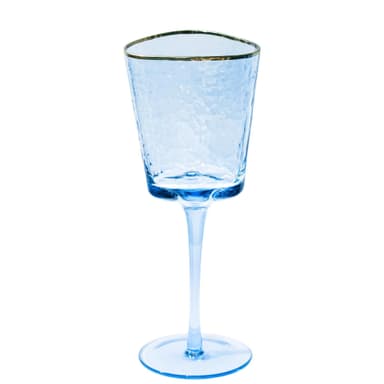 NEW! EVANS blue glass with gold rim