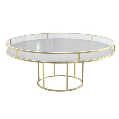 CORNELL gold and white round table with glasstop