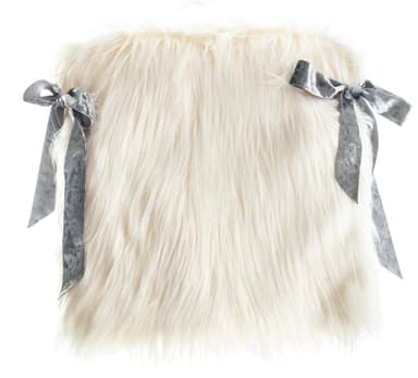 ROHO white fur cushion with silver ribbon