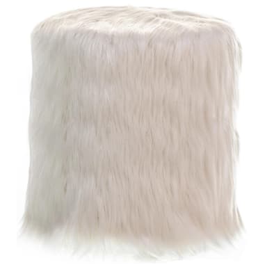 NORMAN white fur pouf medium