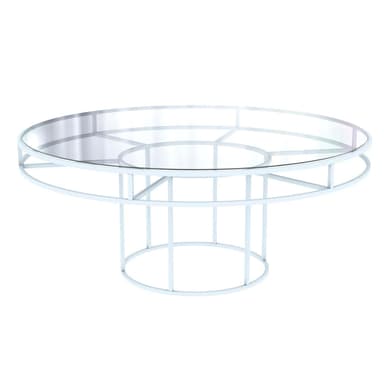 CORNELL white round table with clear glasstop
