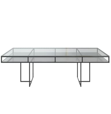 CORNELL black and white rectangular table with glasstop