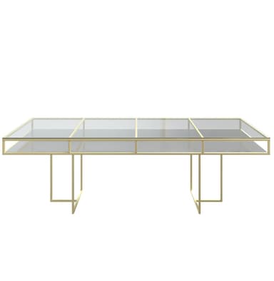 CORNELL gold and white rectangular table with glasstop