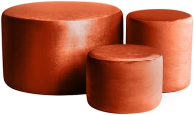 NORMAN ice pumpkin color pouf, set of 3