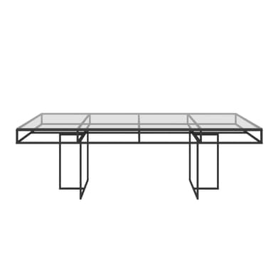 CORNELL black rectangular table with clear glasstop