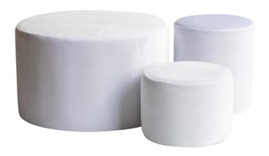 NORMAN ice white pouf, set of 3