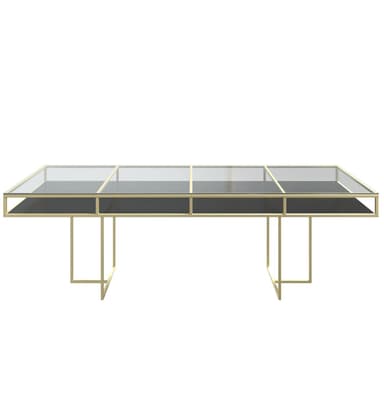 CORNELL gold and black rectangular table with glasstop