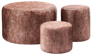 NORMAN leopard pouf, set of 3