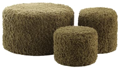 NORMAN moss pouf, set of 3