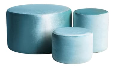NORMAN ice blue pouf, set of 3