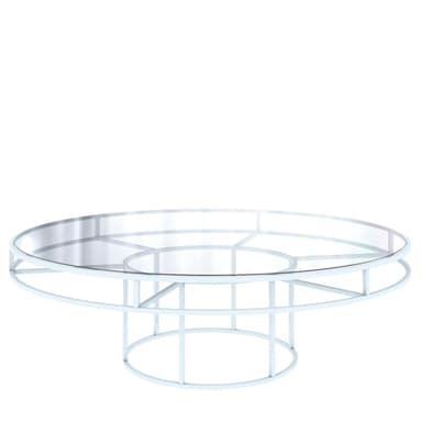 CORNELL KIDS white round table with clear glasstop
