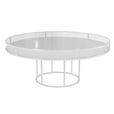 CORNELL white and white round table with glasstop