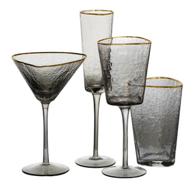 NEW! EVANS smoke glass with gold rim, set of 4