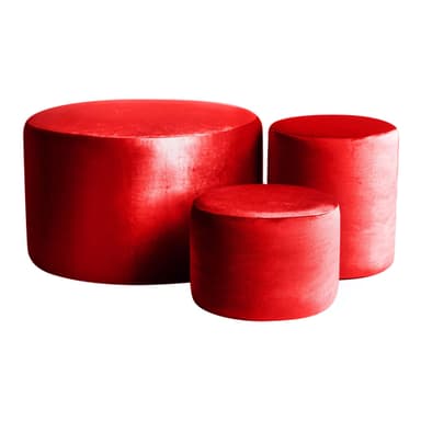 NORMAN ice red pouf, set of 3