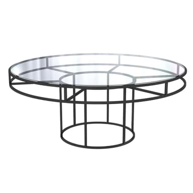 CORNELL black round table with clear glasstop