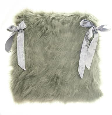 ROHO green fur cushion with silver ribbon