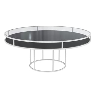 CORNELL white and black round table with glasstop