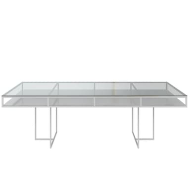 CORNELL white and white rectangular table with glasstop