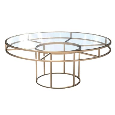 CORNELL gold round table with clear glasstop