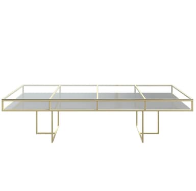 CORNELL KIDS gold-white rectangular table with glasstop