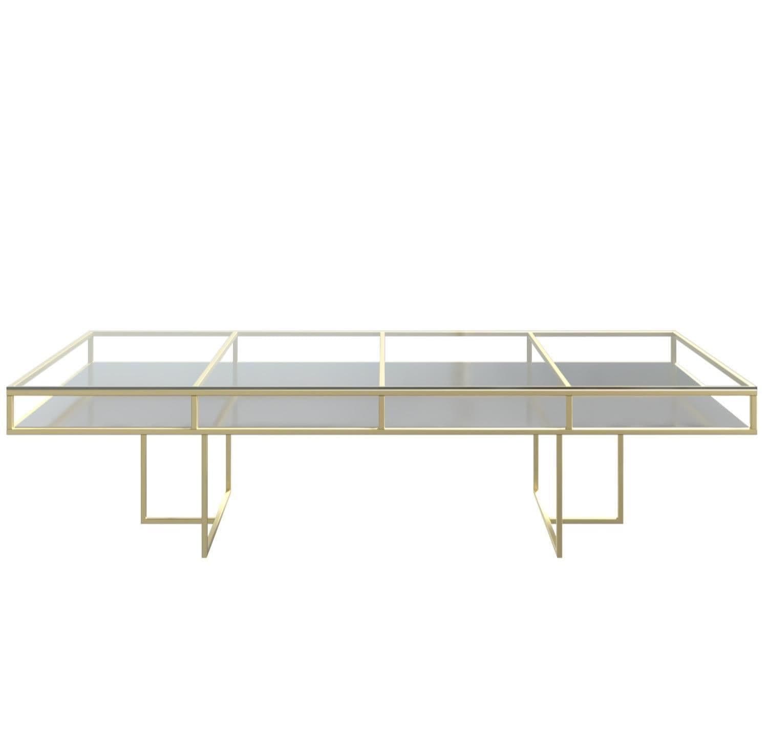 CORNELL KIDS gold-white rectangular table with glasstop