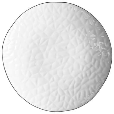 NEW! CRISP white dining plate with silver rim