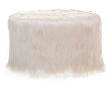 NORMAN white fur pouf large
