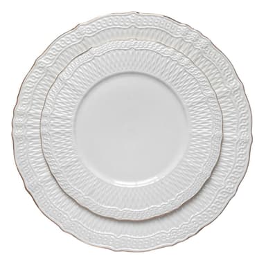 NEW! MATILLA white plate with gold rim, set of 2