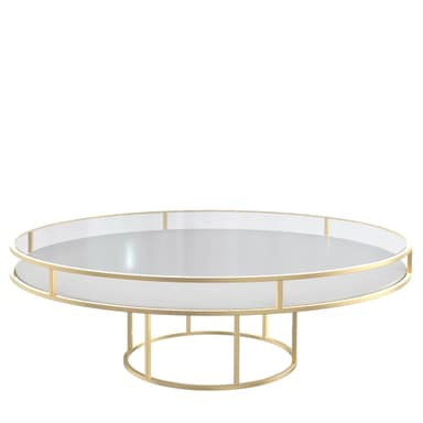 CORNELL KIDS gold and white round table with glasstop
