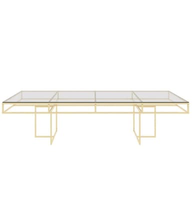 CORNELL KIDS gold rectangular table clear glasstop