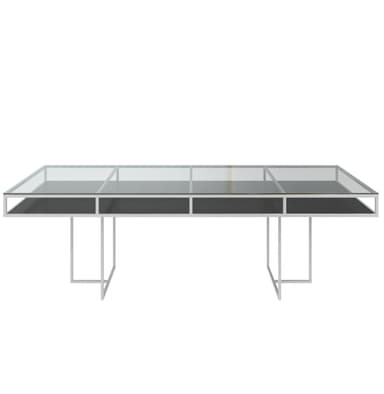 CORNELL white and black rectangular table with glasstop