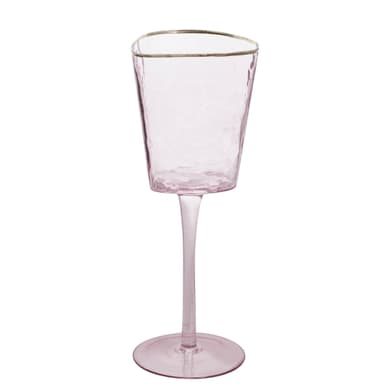 NEW! EVANS pink glass with gold rim