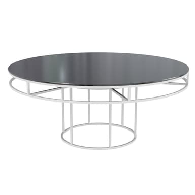 CORNELL white round table with mdf black top