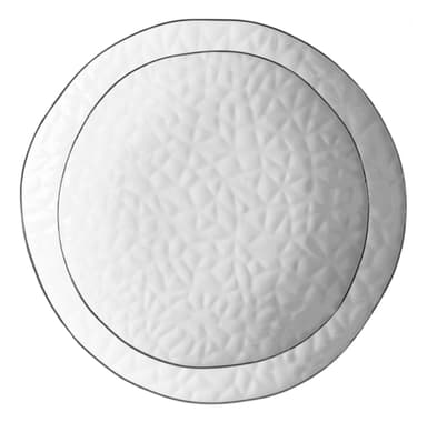NEW! CRISP white plate with silver rim, set of 2