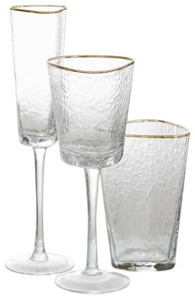 NEW! EVANS  glass with gold rim, set of 3