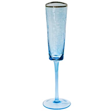 NEW! EVANS flute blue glass with gold rim