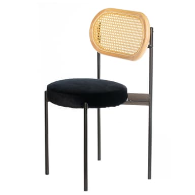 TEMPO chair black with BLACK seat and RATTAN back
