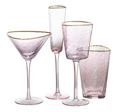 NEW! EVANS pink glass with gold rim, set of 4