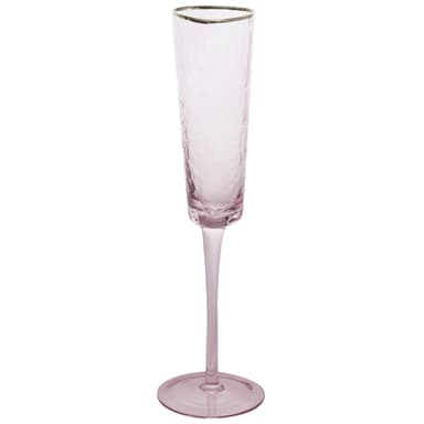 NEW! EVANS flute pink glass with gold rim