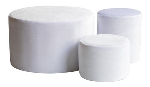 NORMAN ice white pouf, set of 3