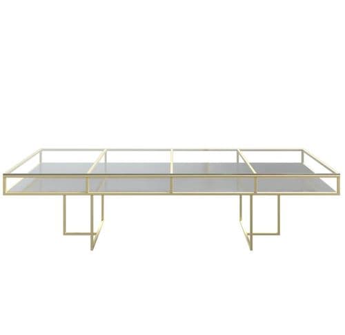CORNELL KIDS gold-white rectangular table with glasstop