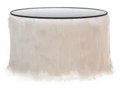 NORMAN FUR TABLE large with mirrored top, white fur #823