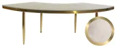 1 section gold GABLE serpentine table with BEIGE VELVET top #103