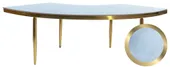 1 section gold GABLE serpentine table with BLUE VELVET top #107