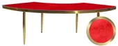 1 section gold GABLE serpentine table with ICE RED VELVET top #318
