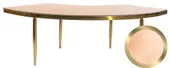 1 section gold GABLE serpentine table with PEACH VELVET top #109