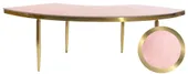 1 section gold GABLE serpentine table with PINK VELVET top #110