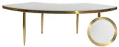 1 section gold GABLE serpentine table with WHITE VELVET top #101