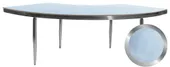 1 section silver GABLE serpentine table with BLUE VELVET top #107